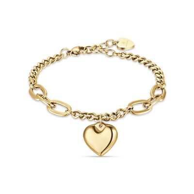 Brazalete de acero IP dorado con corazón 5