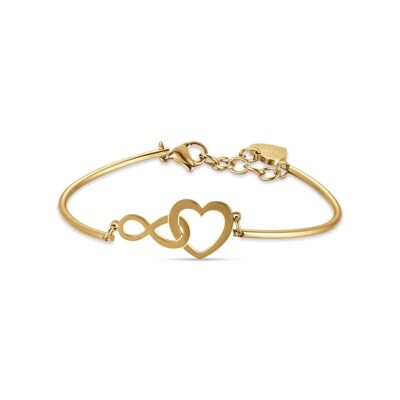 IP gold steel bracelet with heart and infinity