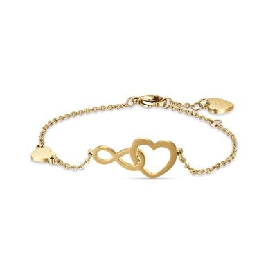 IP gold steel bracelet with hearts and infinity