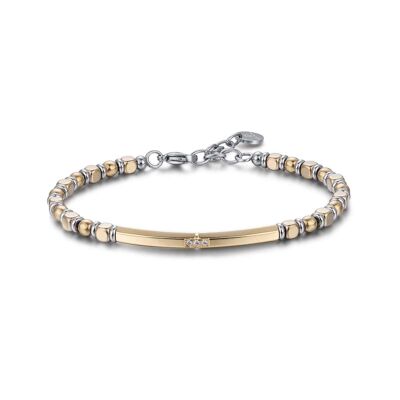 IP gold steel bracelet with IP gold hematite