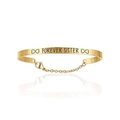 IP gold steel bracelet with forever sister