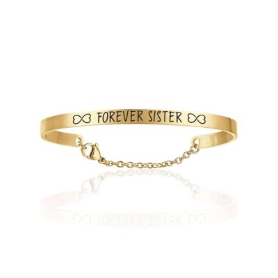 Brazalete de acero IP dorado con forever sister