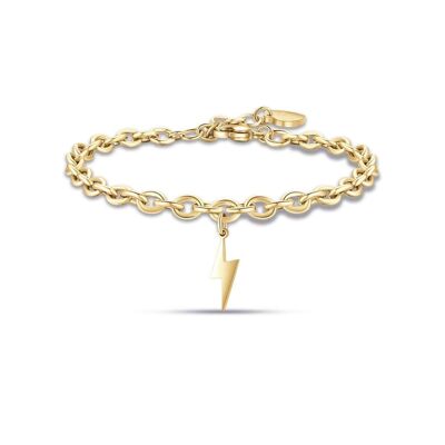 Bracciale in acciaio ip gold con fulmine