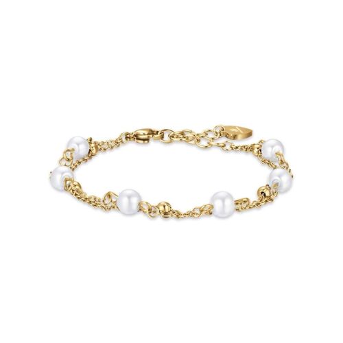 Bracciale in acciaio ip gold con perle