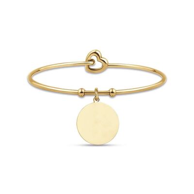 Brazalete de acero IP dorado con placa