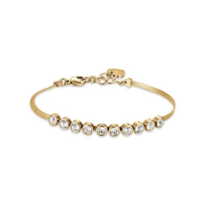 Bracciale in acciaio ip gold con pietre bianche