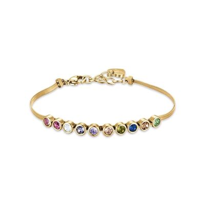 IP gold steel bracelet with multicolor stones