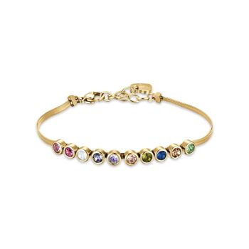 Bracelet en acier doré IP et pierres multicolores