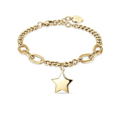 Brazalete de acero IP dorado con estrella 2