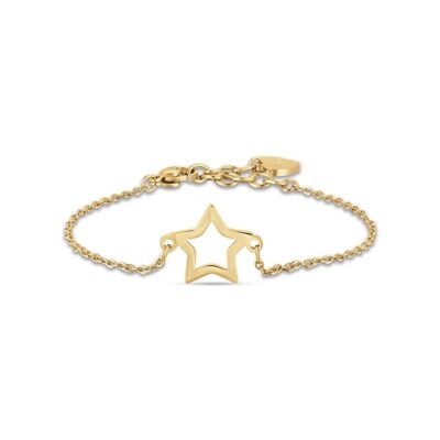 Brazalete de acero IP dorado con 3 estrellas