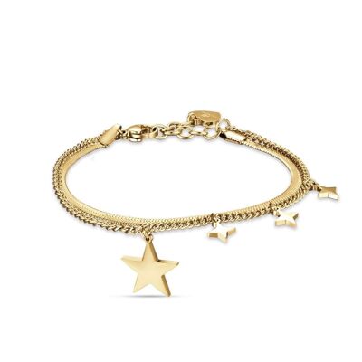 Brazalete de acero IP dorado con 4 estrellas