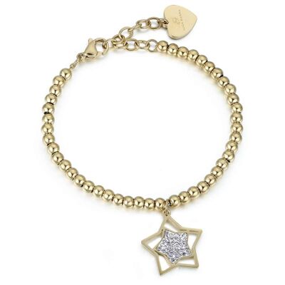 Bracciale in acciaio ip gold con stella con cristalli