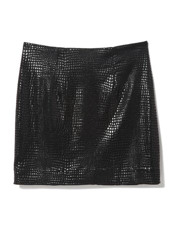 Mini-jupe noire en tissu croco Hera 2