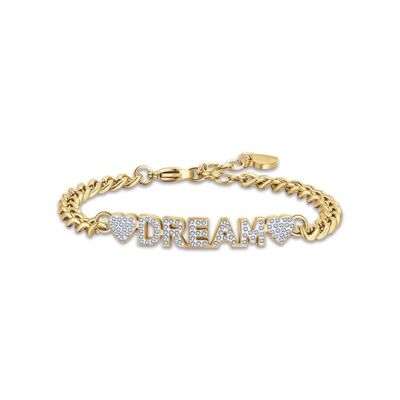 Gold dream ip steel bracelet with white crystals