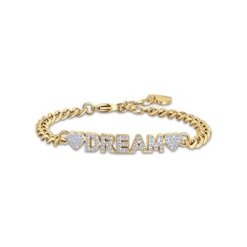 Bracelet en acier ip gold dream avec cristaux blancs