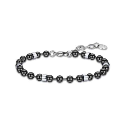 Black IP steel bracelet with steel elements