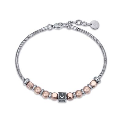 Éléments de bracelet en acier rose IP et symbole d'ancre