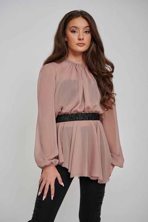 The Sara Gathered Chiffon Asymmetric Top