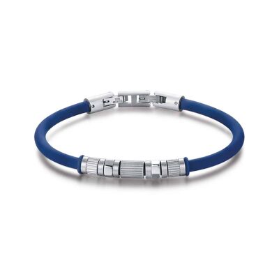 Blue silicone bracelet with steel elements