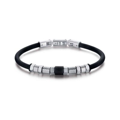 Black silicone bracelet with steel elements