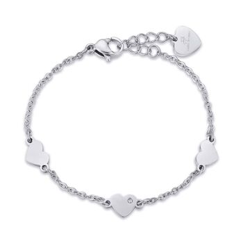 Bracelet junior en acier avec coeurs