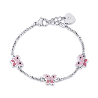 Pulsera junior de acero con mariposas