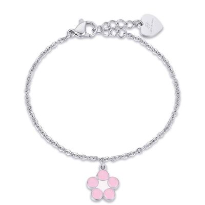 Bracciale junior in acciaio con fiore