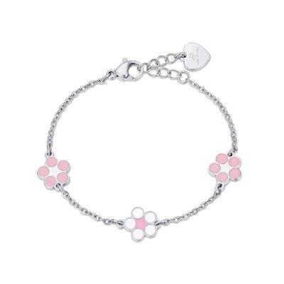 Junior steel bracelet with flowers