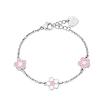 Bracelet junior en acier avec fleurs