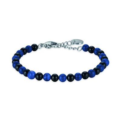 Bracciale junior in acciaio con pietre black e blu