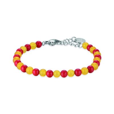 Pulsera junior de acero con piedras rojas y amarillas