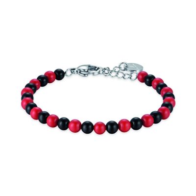 Bracelet junior en acier avec pierres rouges et noires