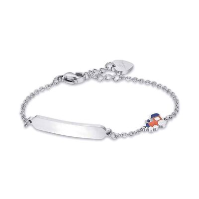 Junior steel bracelet with train