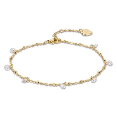 Bracelet de cheville en acier ip gold avec cristaux blancs