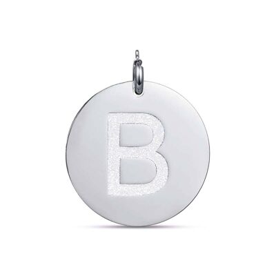 Letter B glitter steel charm Diameter: 30 mm