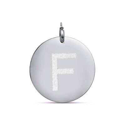 Letter F glitter steel charm Diameter: 30 mm