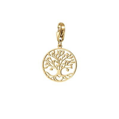 Charm árbol de la vida en acero ip dorado