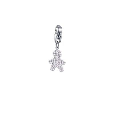 Steel baby charm with white crystals