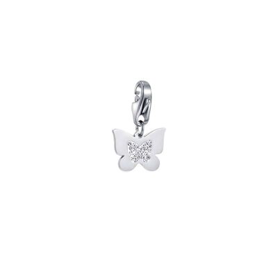 Charm mariposa de acero con cristales blancos