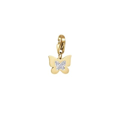 Charm mariposa en acero ip gold con cristales blancos