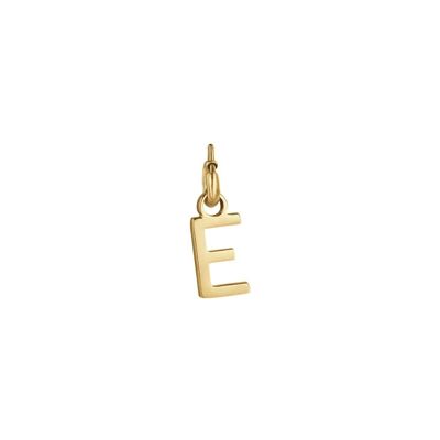 Letter E charm in golden steel