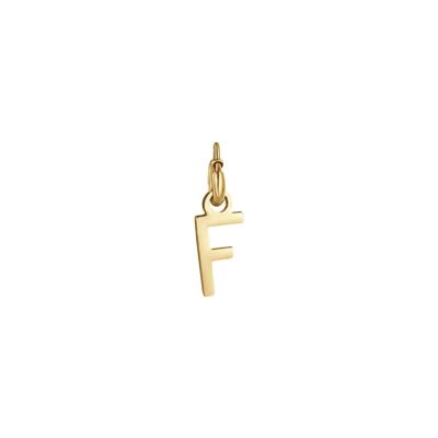 Letter f charm in gilded steel