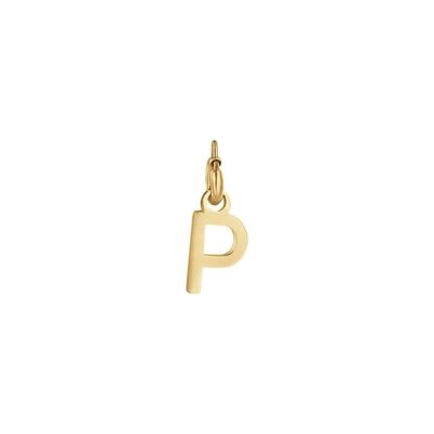 Letter p charm in gilded steel