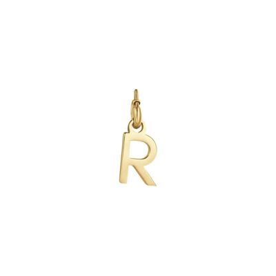Letter r charm in golden steel