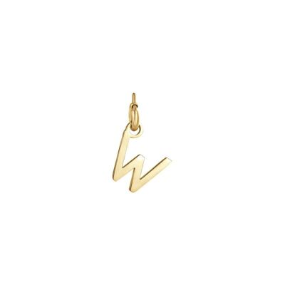 Letter w charm in gilded steel
