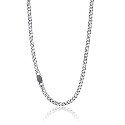 Steel necklace with black IP steel element