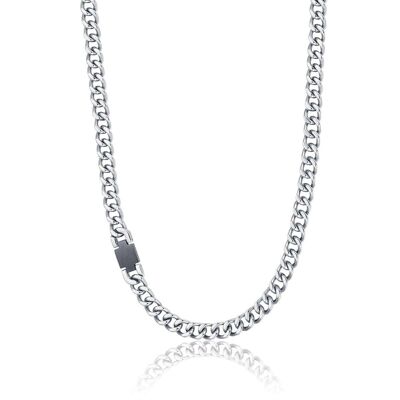 Steel element necklace in black IP steel