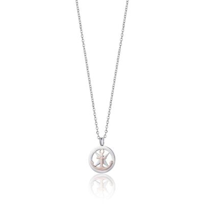 Steel necklace with IP rose anchor