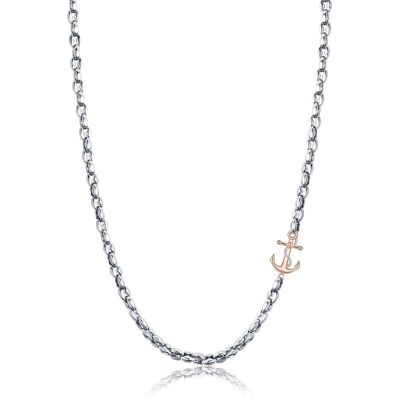 Steel necklace with anchor ip rose 1