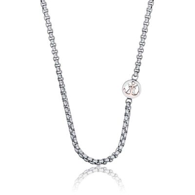 Steel necklace with anchor ip rose,368